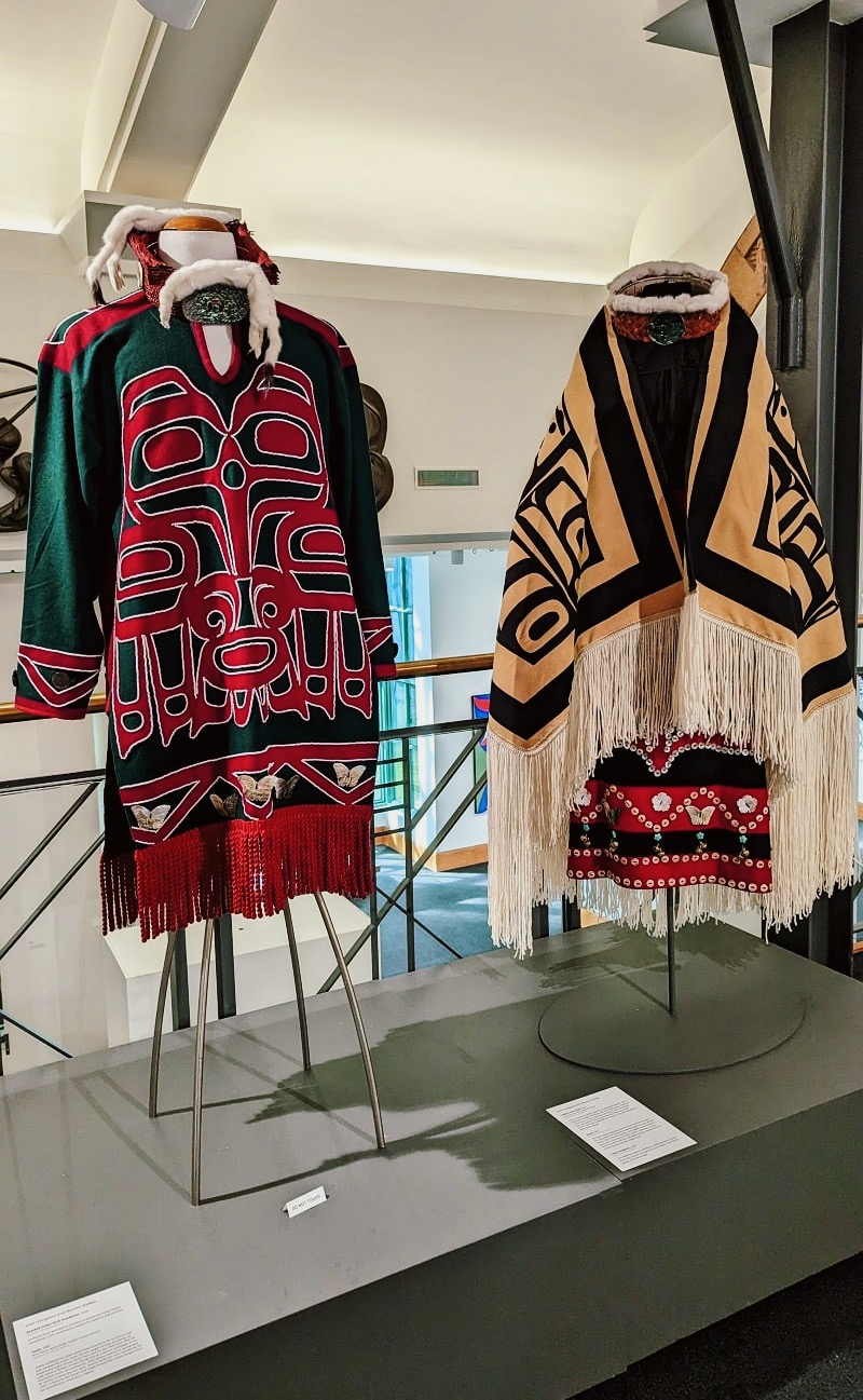 Outfits on display at Bill Reid Gallery in Vancouver BC Canada
