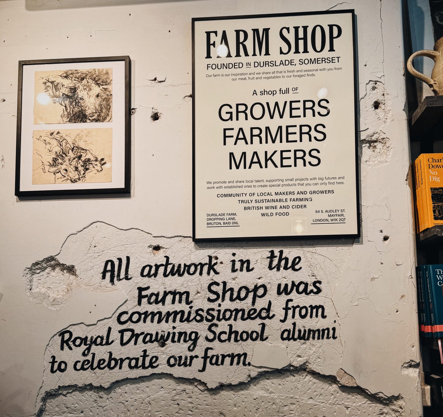 Sign inside Farm Shop Mayfair